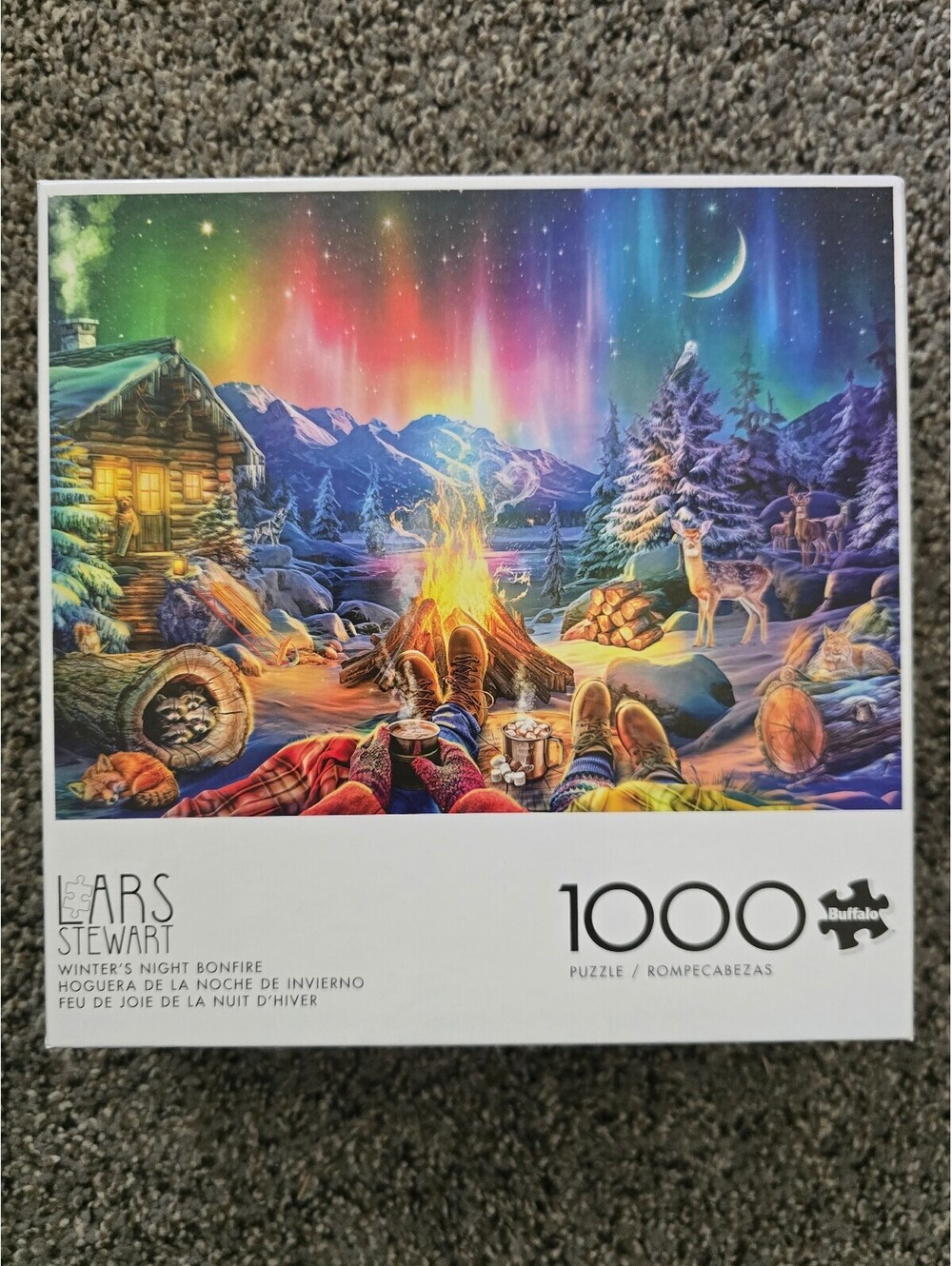Lars Stewart Winter's Night Bonfire 1000 Piece Puzzle